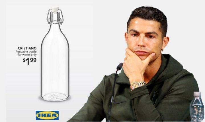 Ikea lanza al mercado una botella de vidrio en honor a Cristiano Ronaldo y su gesto contra Coca-Cola